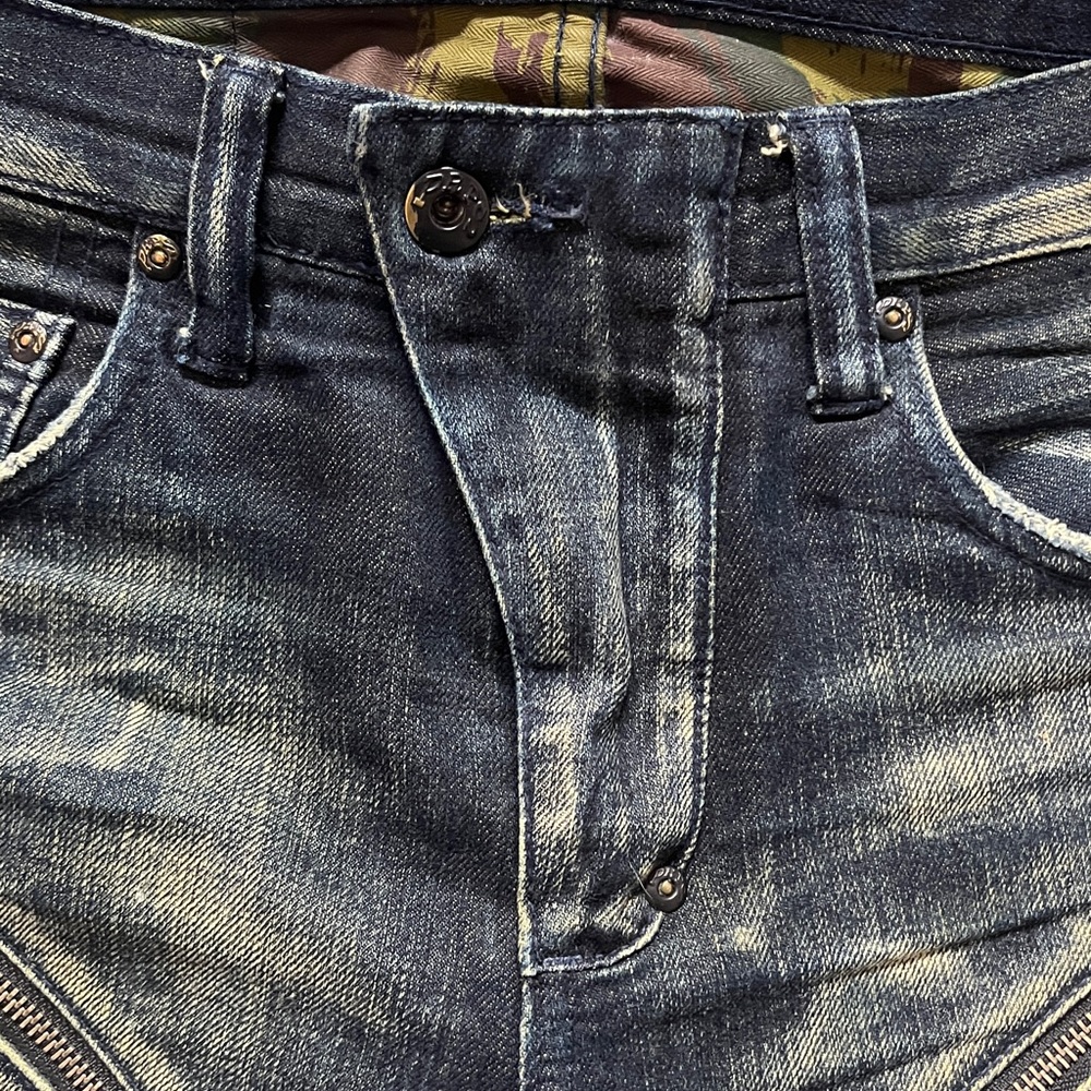 PRPS W30 Men's Dark Blue and Tan Relaxed distressed Jeans - Picture 7 of 16